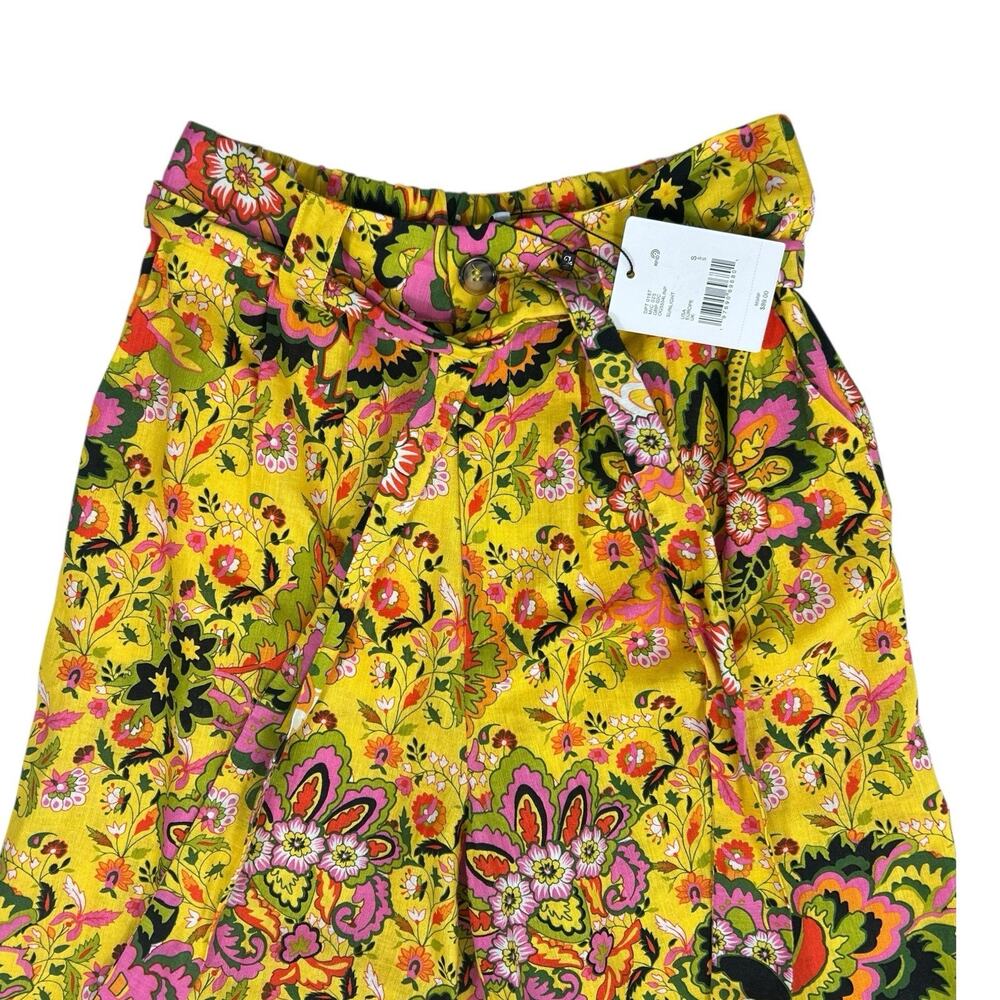 NWT Gibson & Latimer Pull On Casual Wide Leg Pants Linen Blend Floral Belt Sz S - Picture 3 of 15